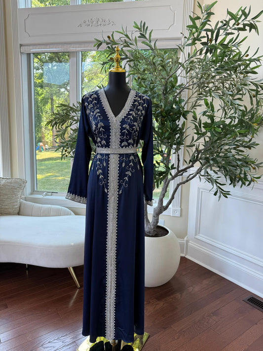 Blue Royal Floral Kuftan