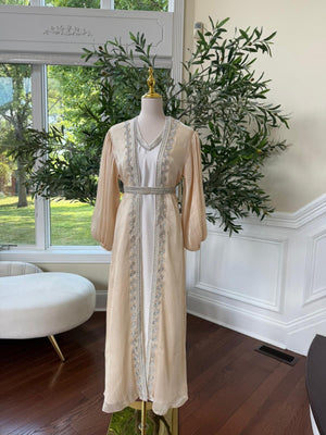 Light Beige Beaded Kaftan