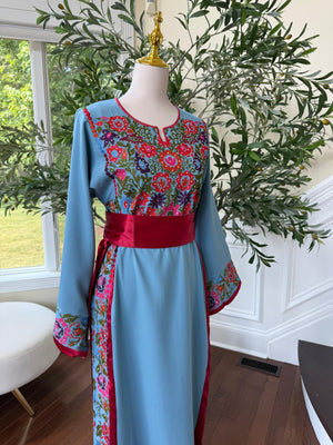 Blue Embroidery Tatreez Thobe