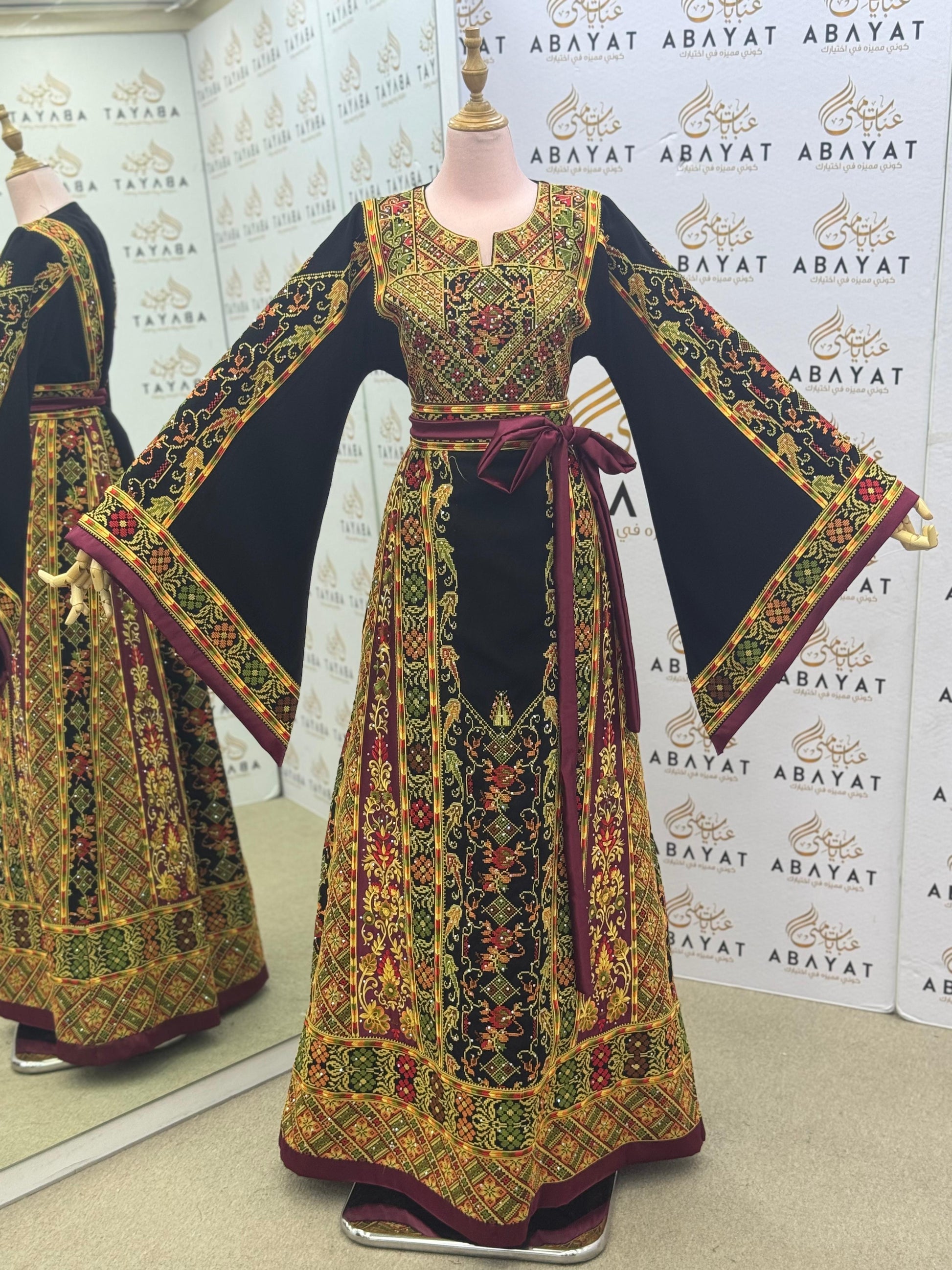 Royal Black & Burgundy Palestinian Tatreez Thobe