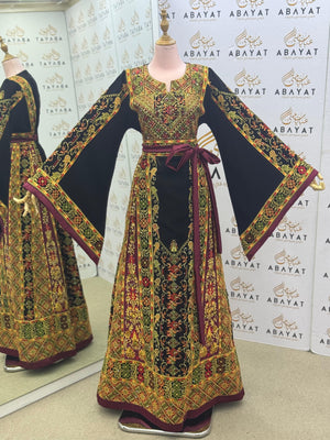 Royal Black & Burgundy Palestinian Tatreez Thobe