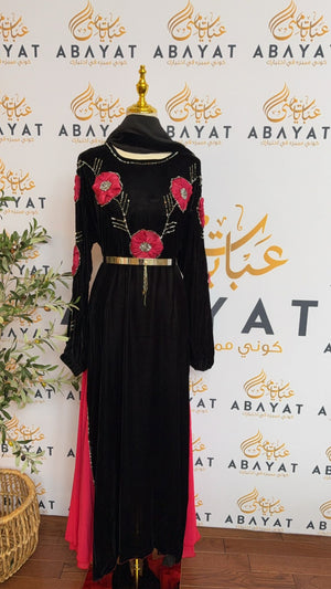 Velvet Black Rosey Abaya