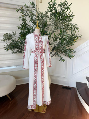 White Royale Red Tatreez Heritage Thobe