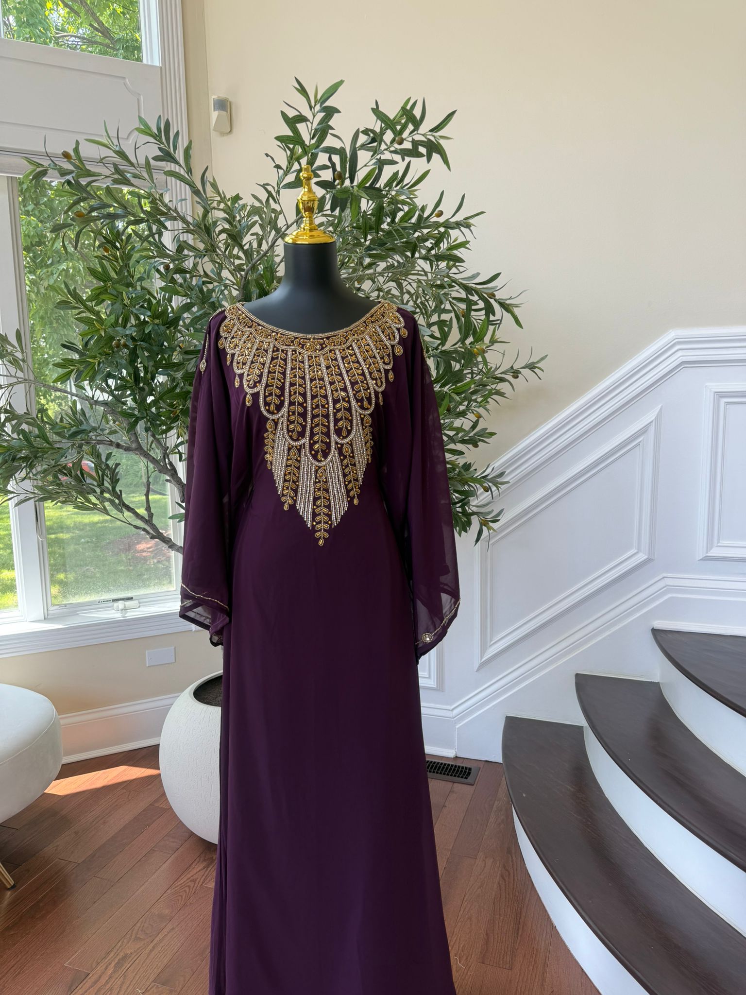Beautiful Blackberry Beaded Maxi Dress
