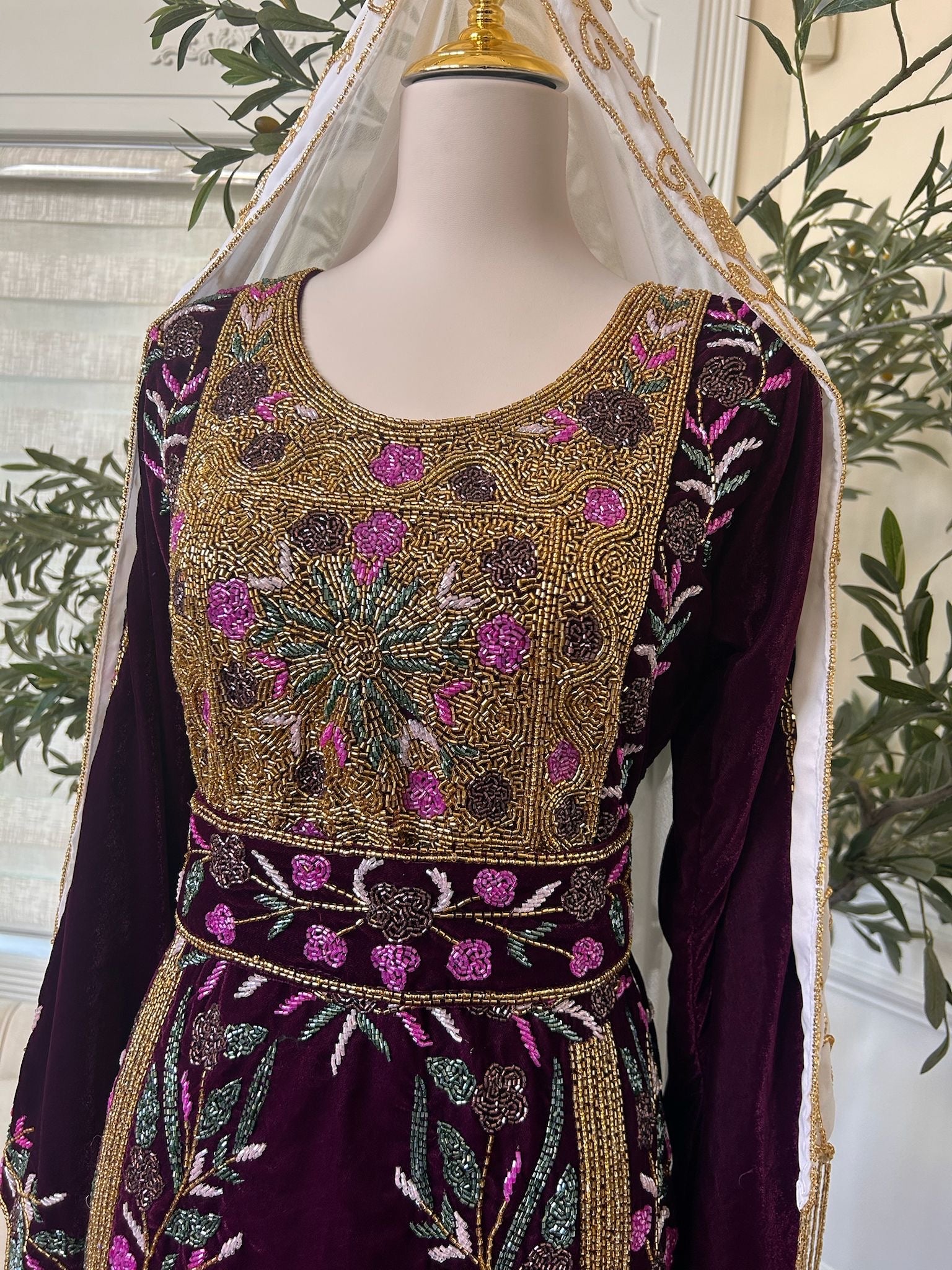 Purple Velvet Stone Thobe