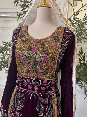 Purple Velvet Stone Thobe