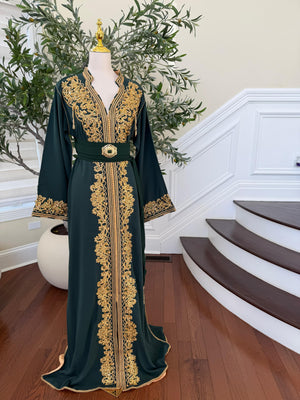 Green Royale Beaded Stone Kuftan