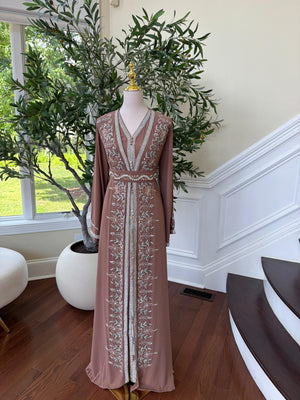 Dusty Rose Beaded Elegance Kuftan