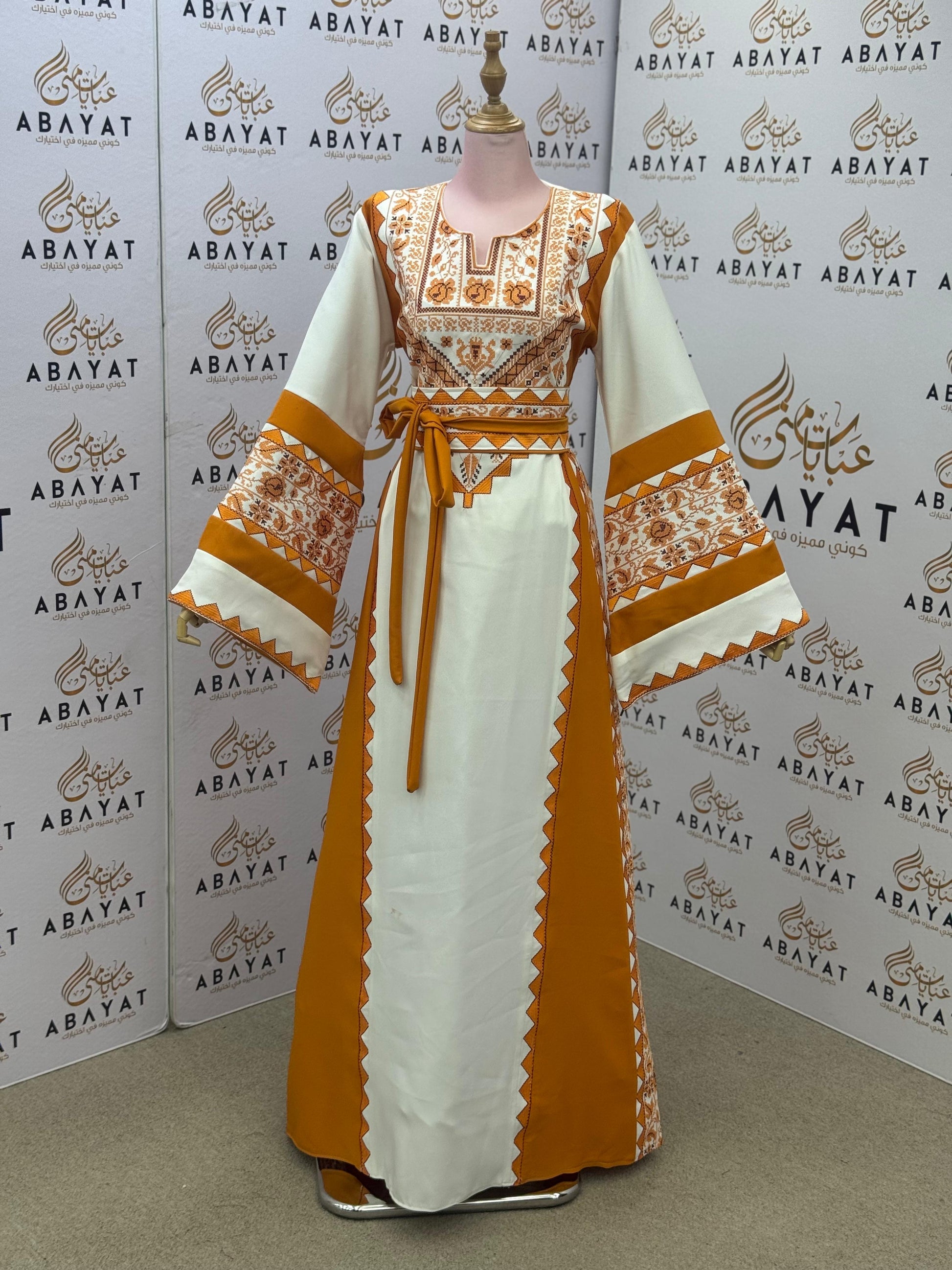 Cream & Saffron Traditional Artistry Thobe