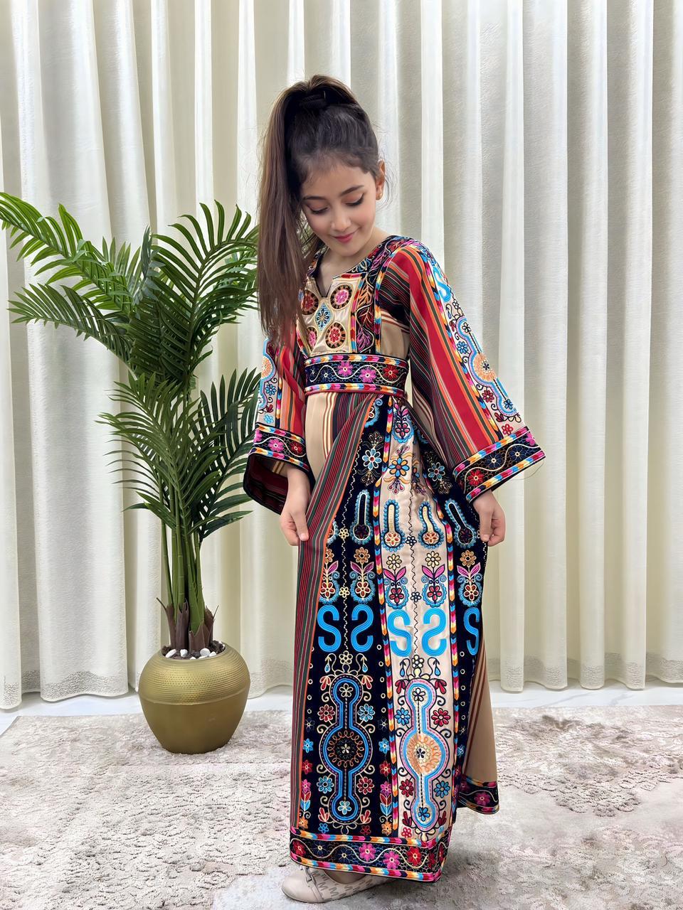 Cream Majdalawi Tatreez Embroidered Kids Thobe Thobe