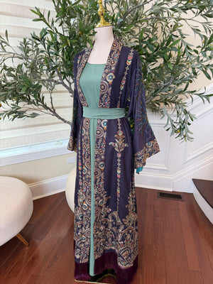 Embroidery Two Piece Beaded Abaya