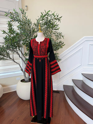 Black Embroidery Tatreez Red Heritage Thobe