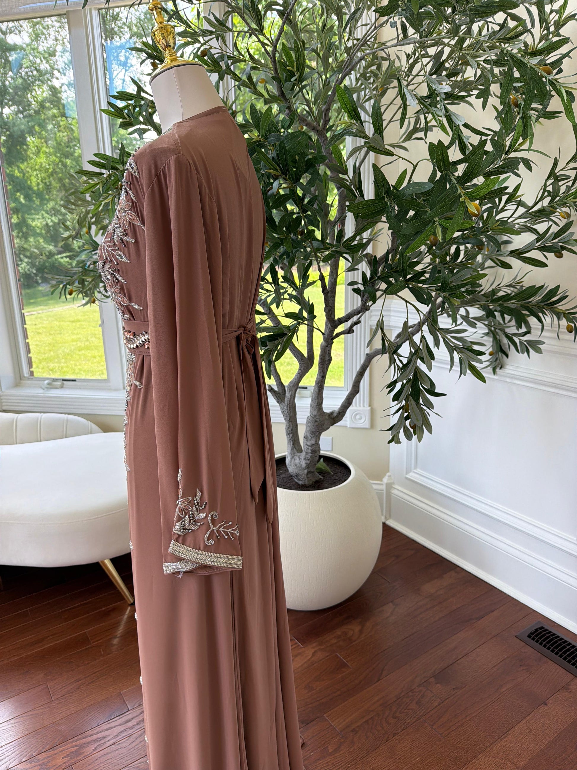Dusty Rose Beaded Elegance Kuftan