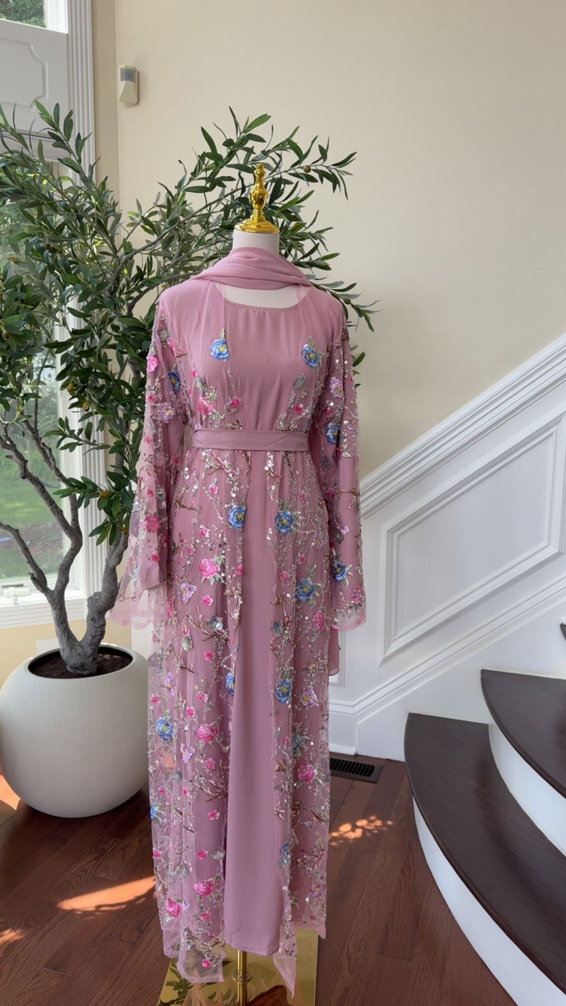 Blush Rose Petal Blossom Abaya