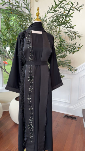 Nada Fabric Black Abaya – Embroidered Detail with Graceful Flow