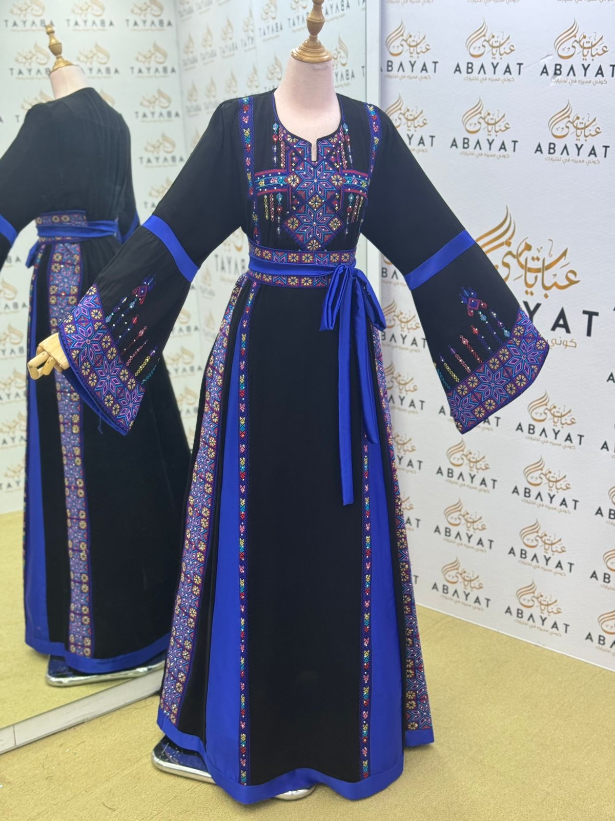 Black Embroidery Embellished Tatreez Thobe