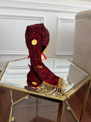 Traditional Red Tatreez Coin Head Peice