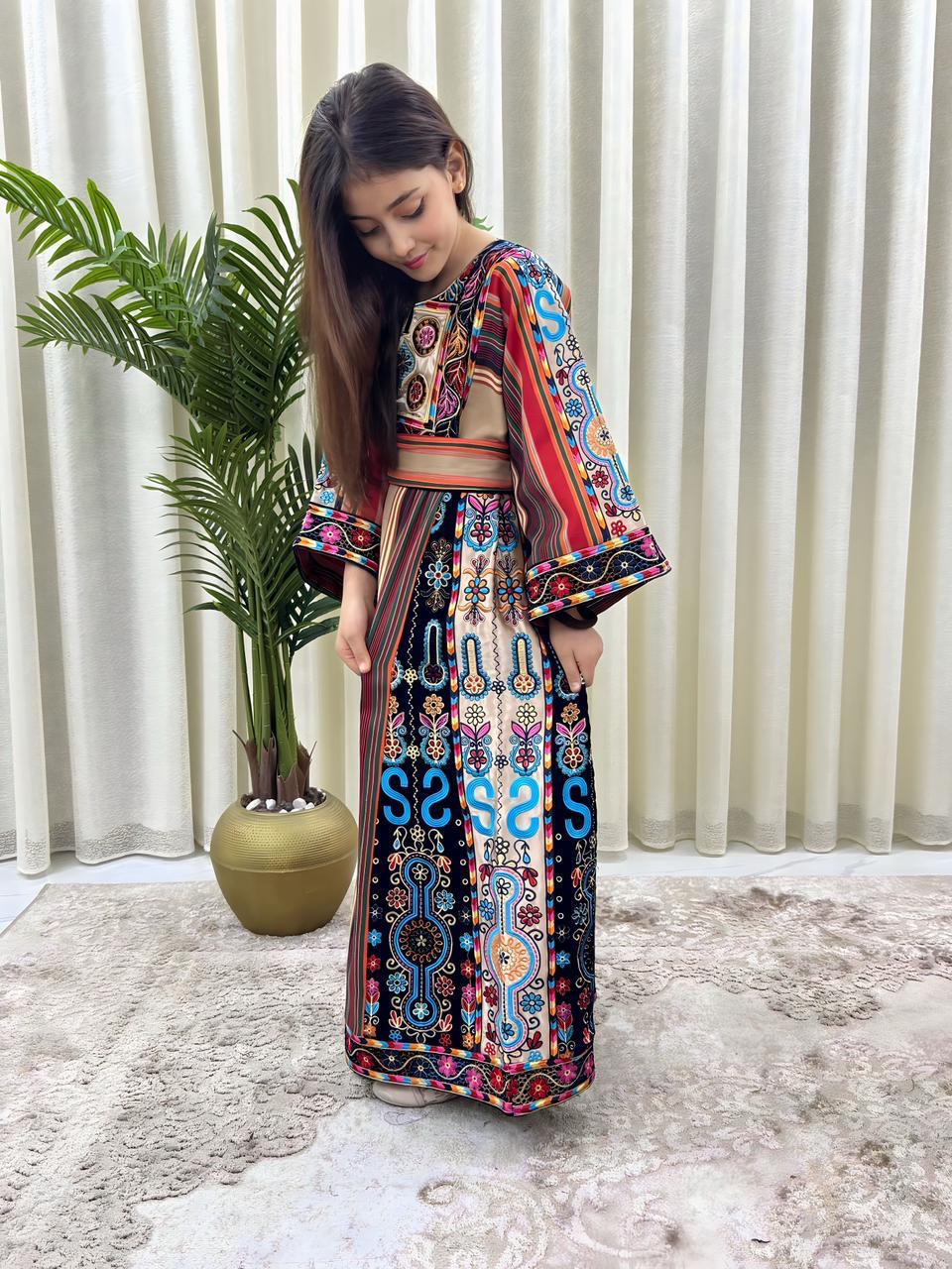 Cream Majdalawi Tatreez Embroidered Kids Thobe Thobe