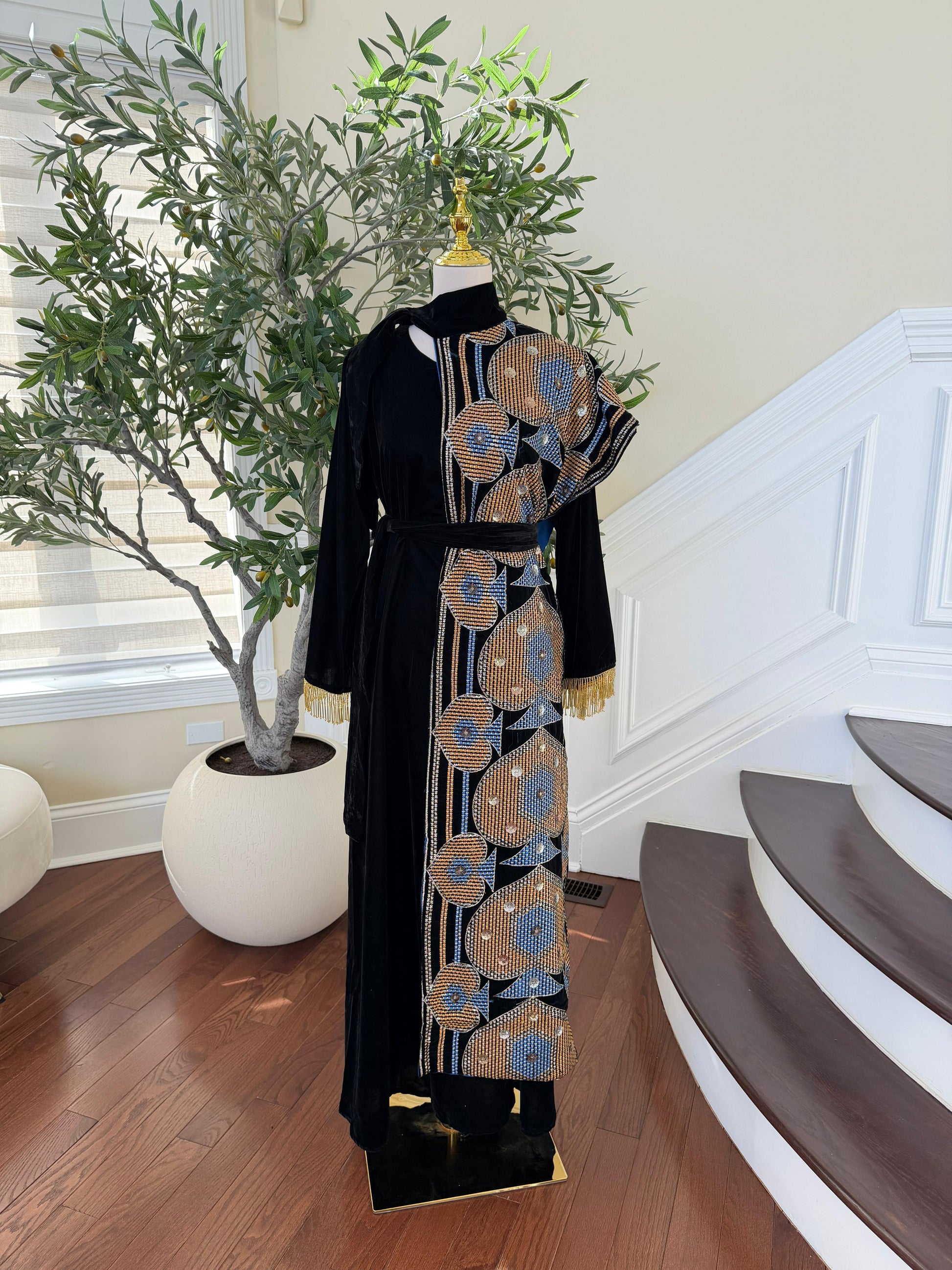 Black Velvet Two Peice Dress