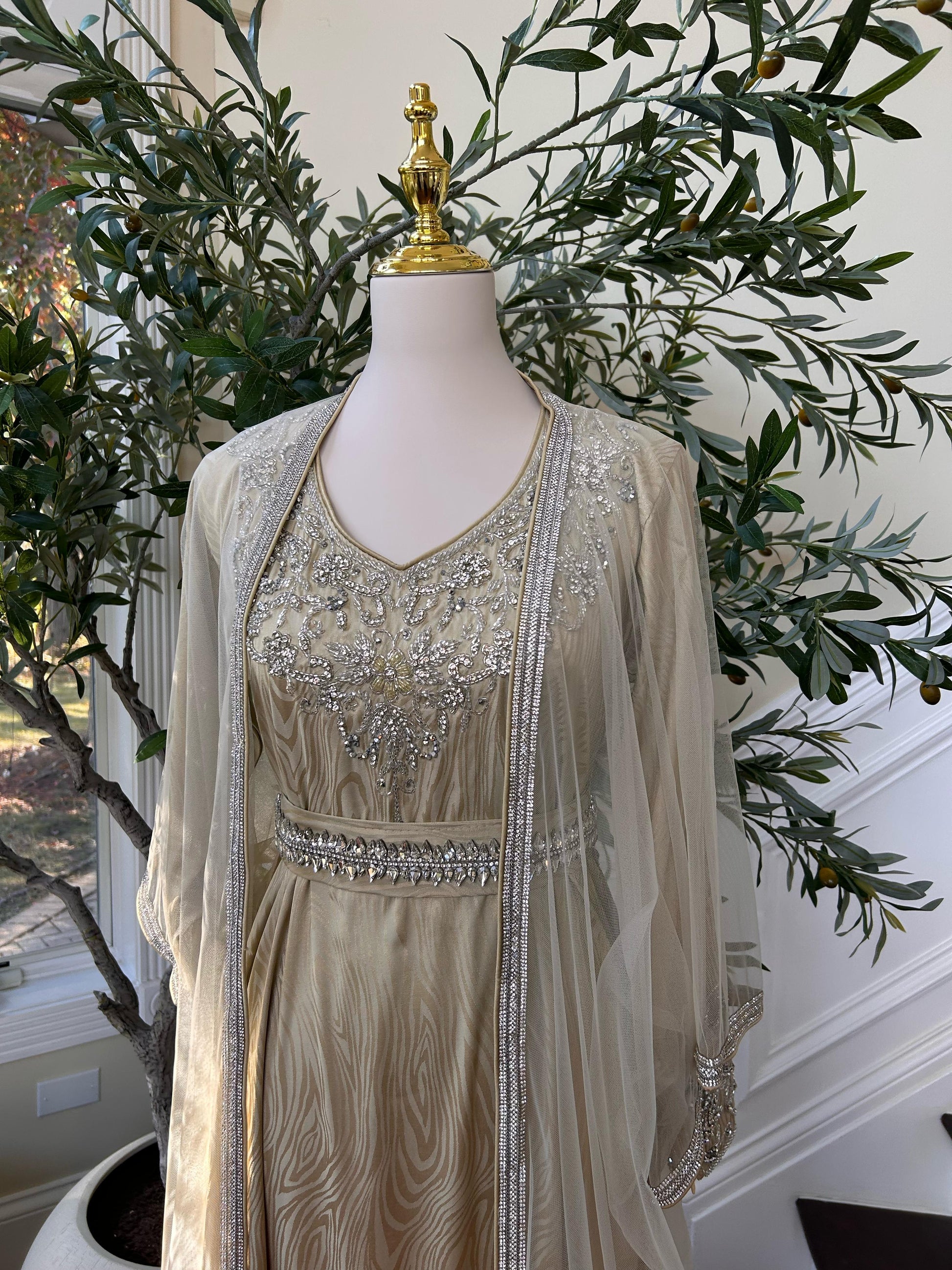 Golden Cream Radiance Beaded Kuftan