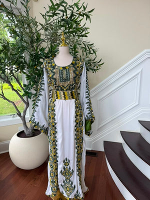 White Embroidery Beaded Thobe