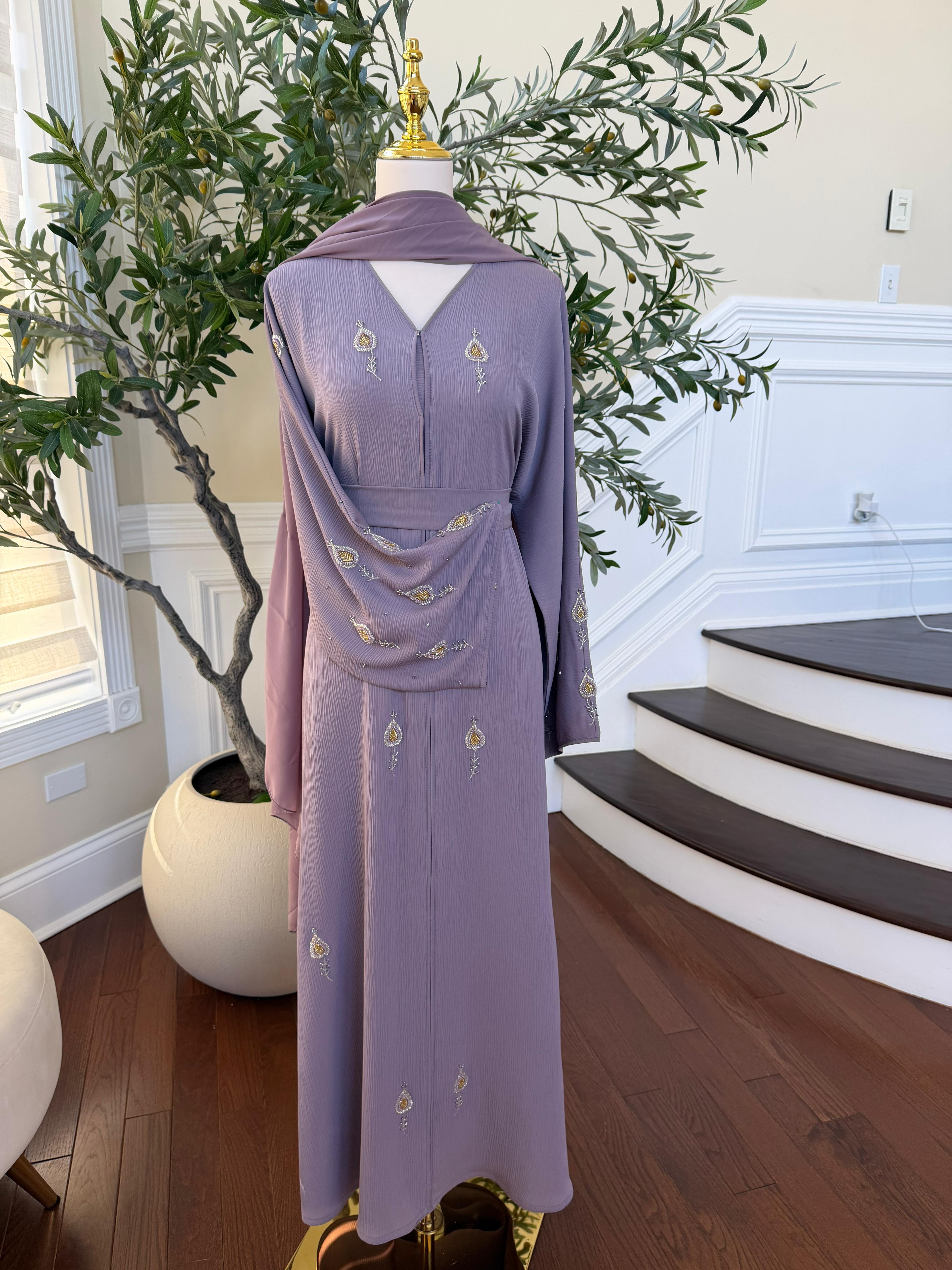 Lavender Essence Beaded Abaya
