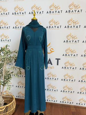 Elegant Turquoise Beaded Abaya