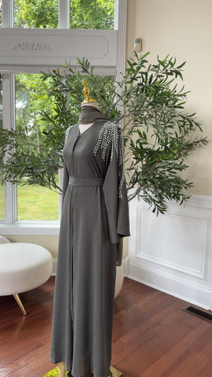 Olive Luxe Crystal Abaya