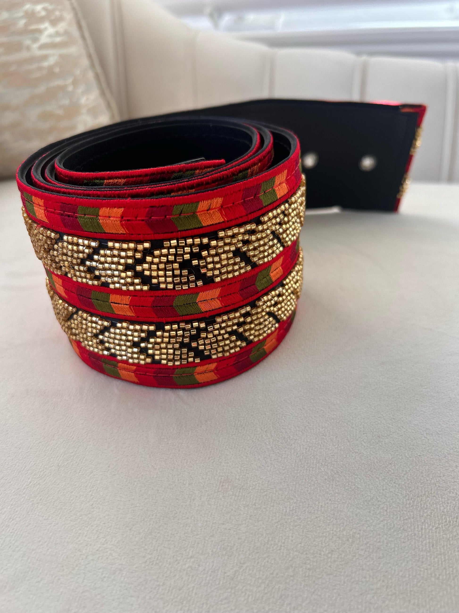 Gold Sabal Kharaz Tatreez Thobe Belt