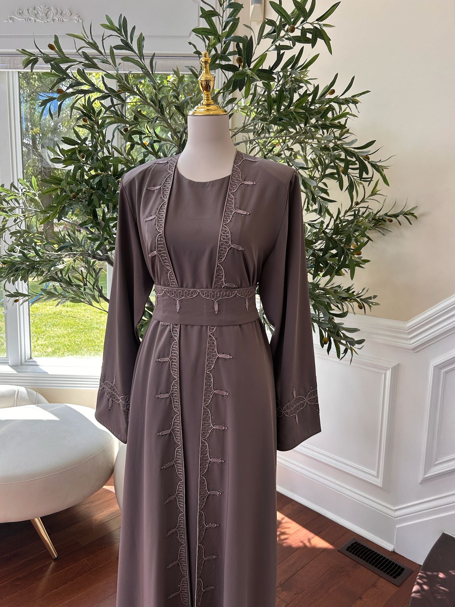 Purple Elegance Two Piece Abaya