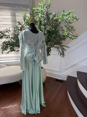 Elegant Mint Green Embellished Gown