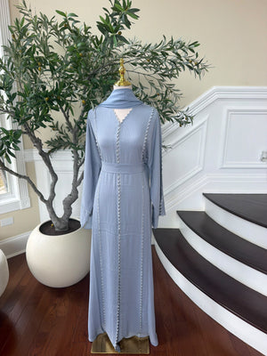 Baby Blue Beaded Elegance Abaya