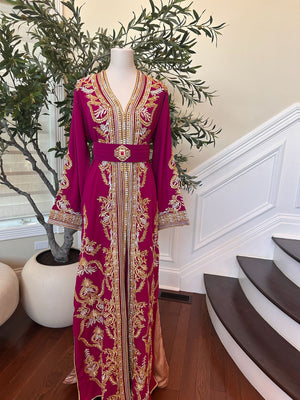 Hot Pink Golden Detail Kuftan