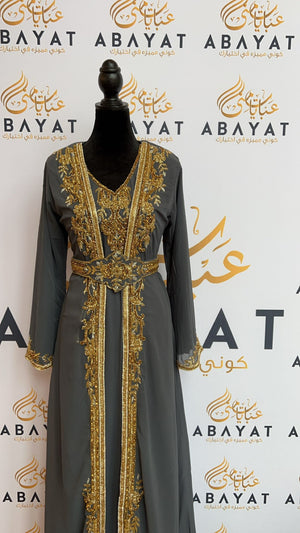 Luxurious Grey and Gold Kuftan #8097721