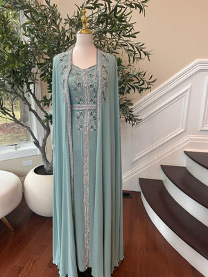 Mint Blue Silver Stone Elegance Kuftan
