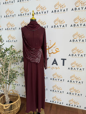 Elegant Red Beaded  Abaya