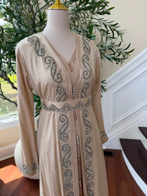 Peach Beaded Elegance Kuftan