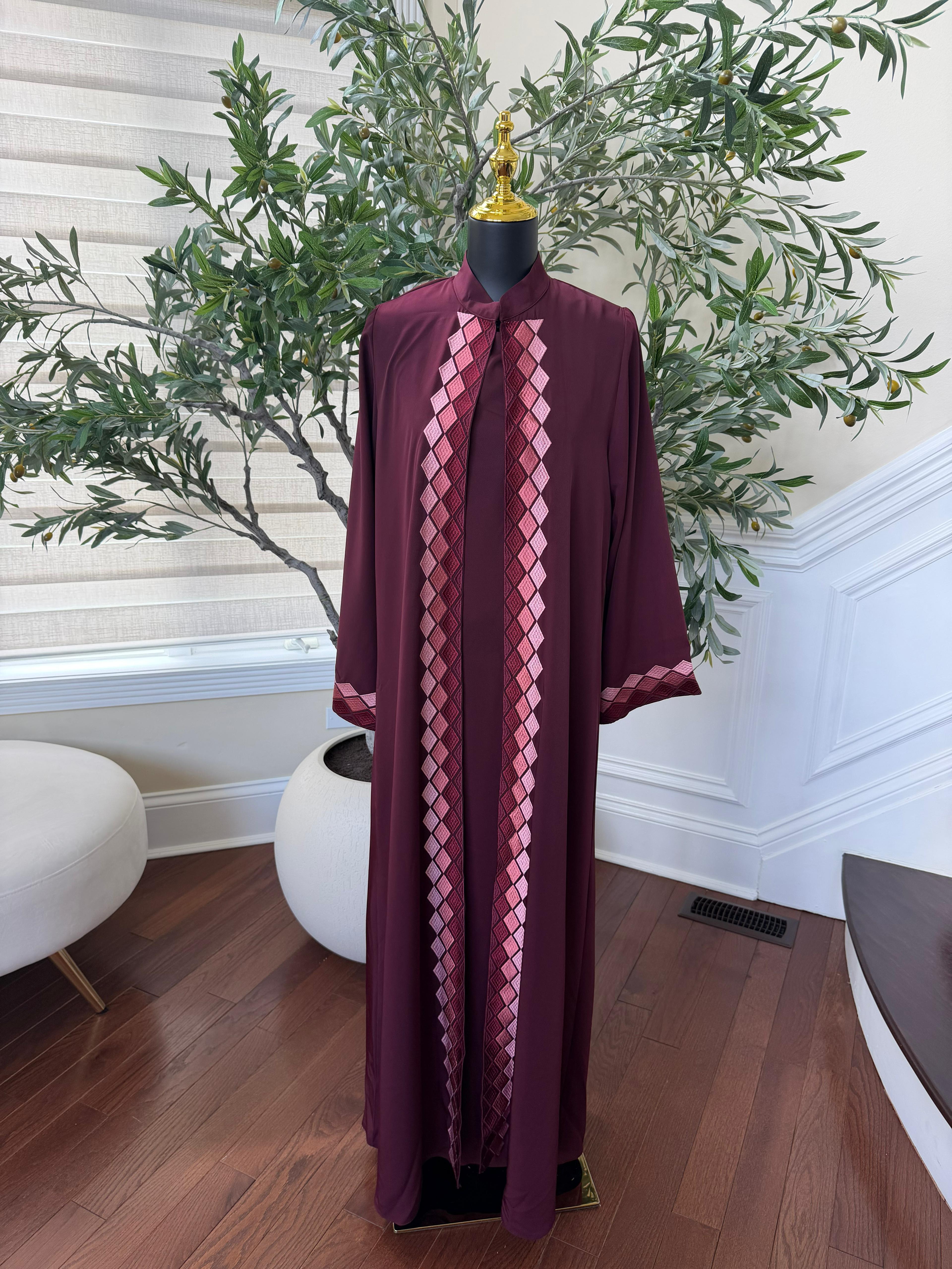 Red Two Piece Cardigan Abaya