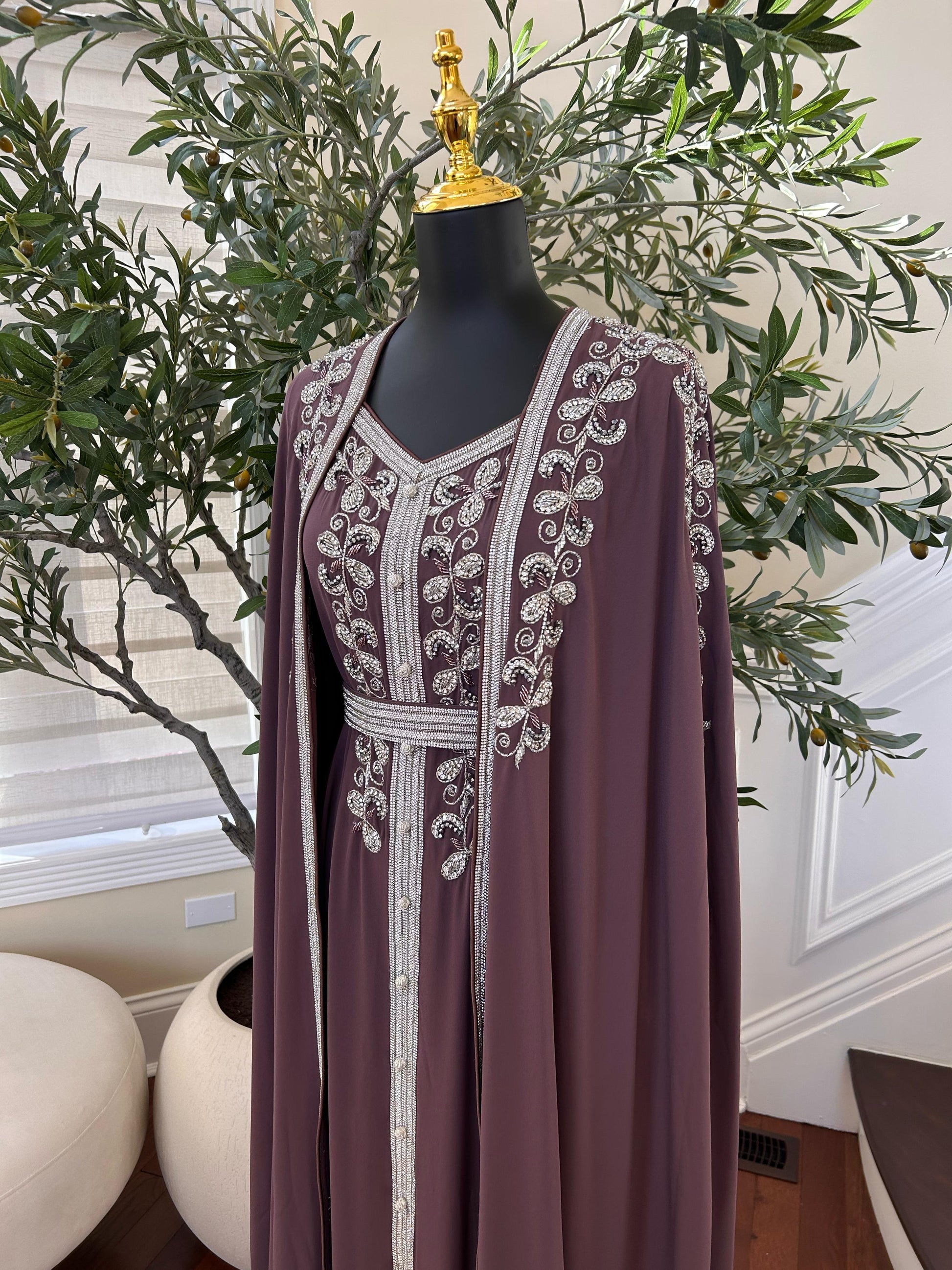 Purple Beaded Stone Kuftan