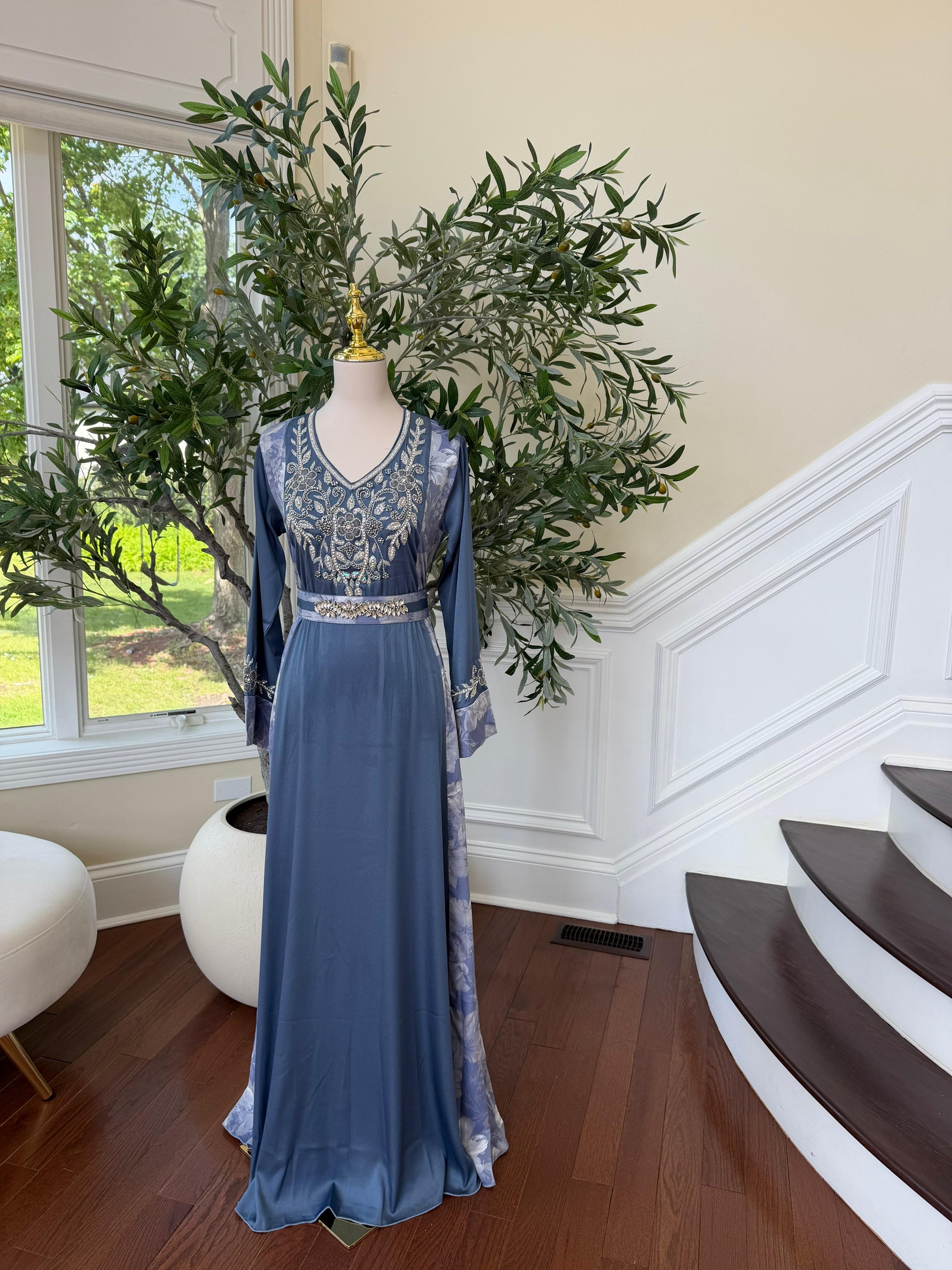 Ocean Breeze Embroidery Beaded Kuftan