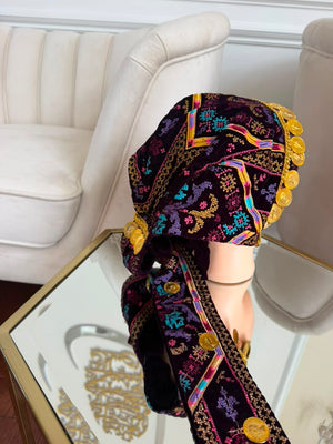 Velvet Purple Embroidery Tatreez Coin Waka- Women’s and Kids