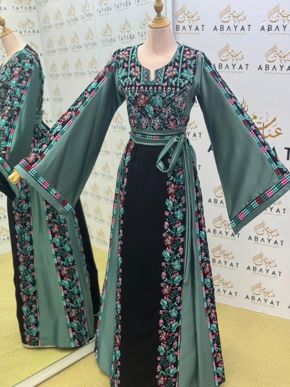 Embroidery Black Tatreez Teal Thobe