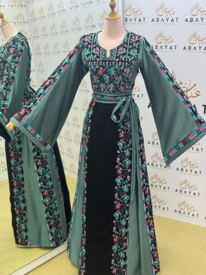 Embroidery Black Tatreez Teal Thobe
