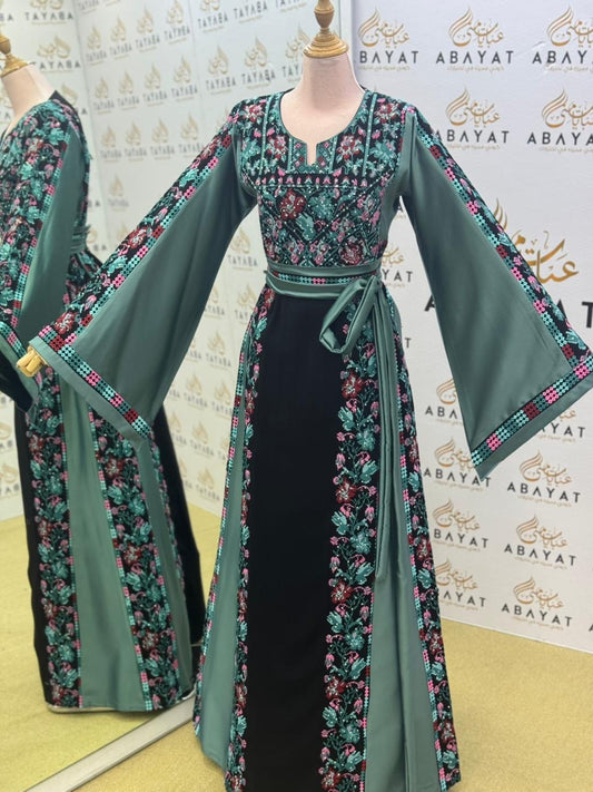 Embroidery Black Tatreez Teal Thobe