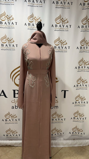 Elegant Pink and Silver Abaya