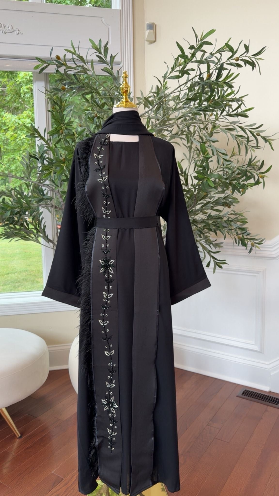 Nada Fabric Black Abaya – Embroidered Detail with Graceful Flow
