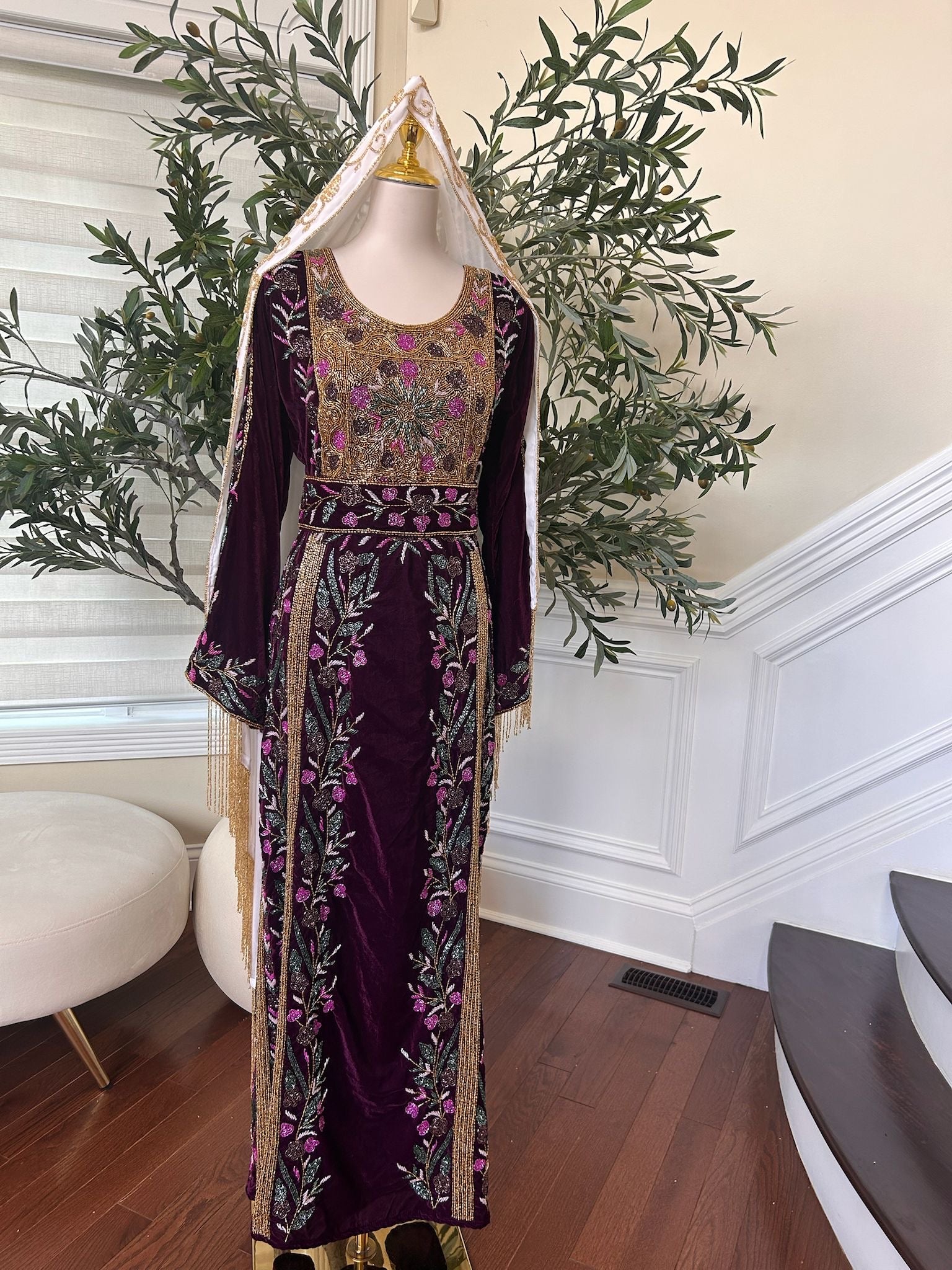 Purple Velvet Stone Thobe