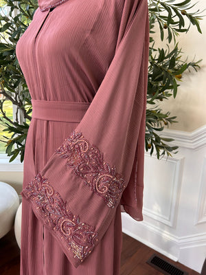 Pink Floral Sleeve Abaya