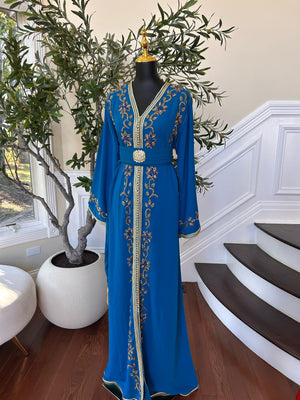 Turquoise Vine Golden Beaded Kuftan