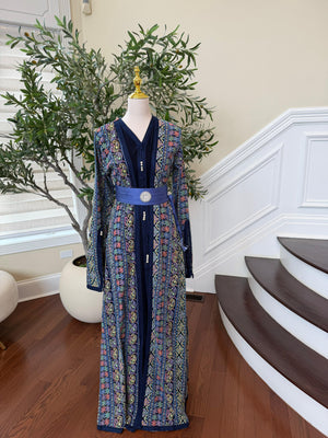 Navy Blue Embroidery Detail Kuftan